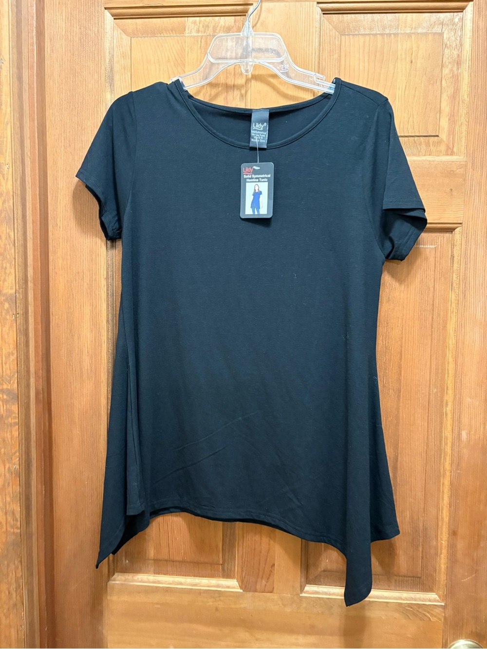 Lildy Black Short Sleeve A-Line Tunic Top S/M NWT